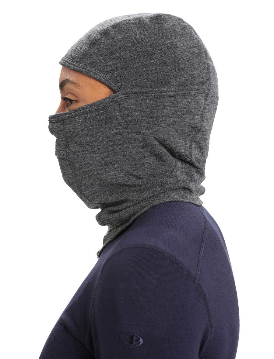 Icebreaker Unisex Merino Apex Balaclava Férfi Fejpánt Fekete Szürke | HU 1081QMAZ